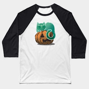 Ghost Cat Jack-o-Lantern Baseball T-Shirt